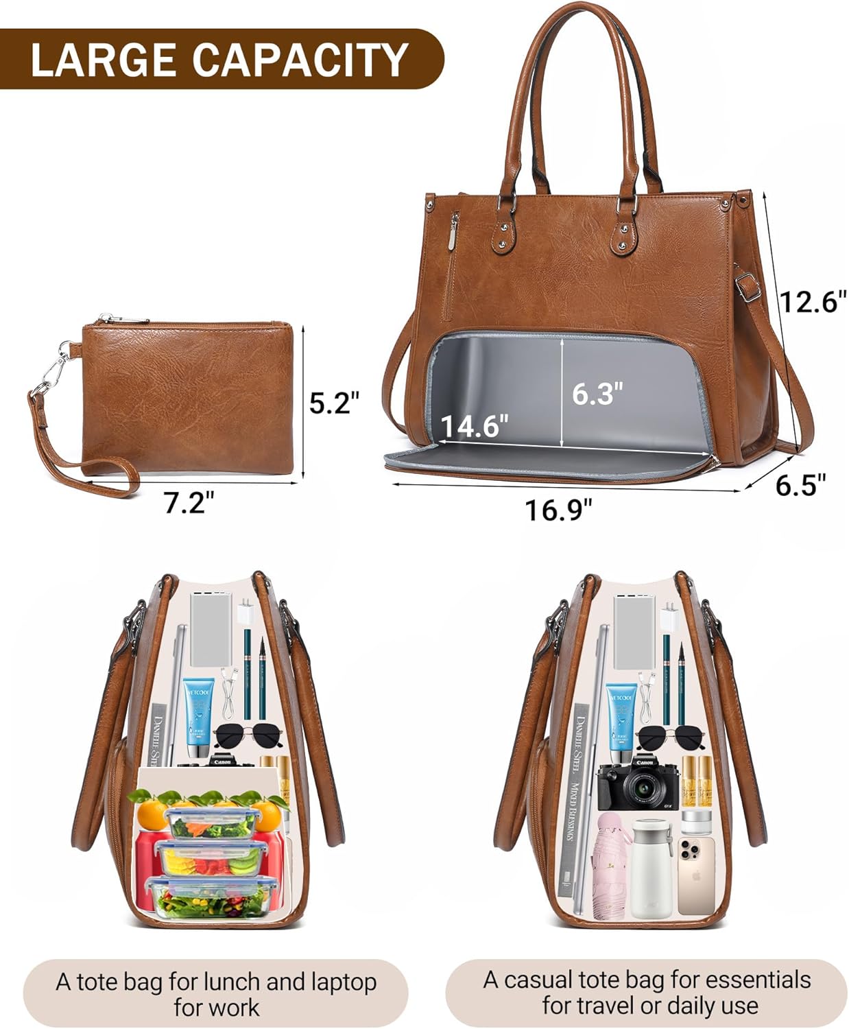Leather Work Laptop Bag - Borsa per Laptop 2 in 1