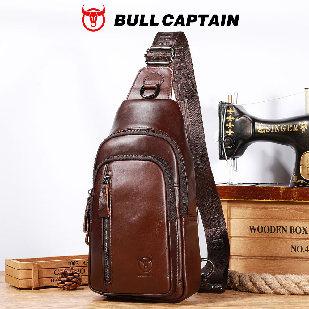 Leather Work Laptop Bag - BULLCAPTAIN Borsa da petto in vera