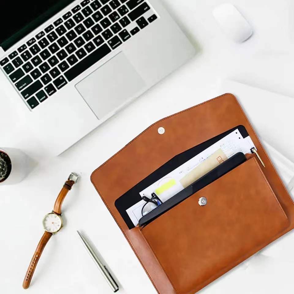 Leather Work Laptop Bag - Cartella di File in pelle A4
