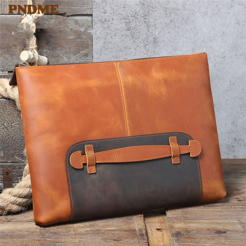 Leather Work Laptop Bag - Pochette da uomo vintage di grande
