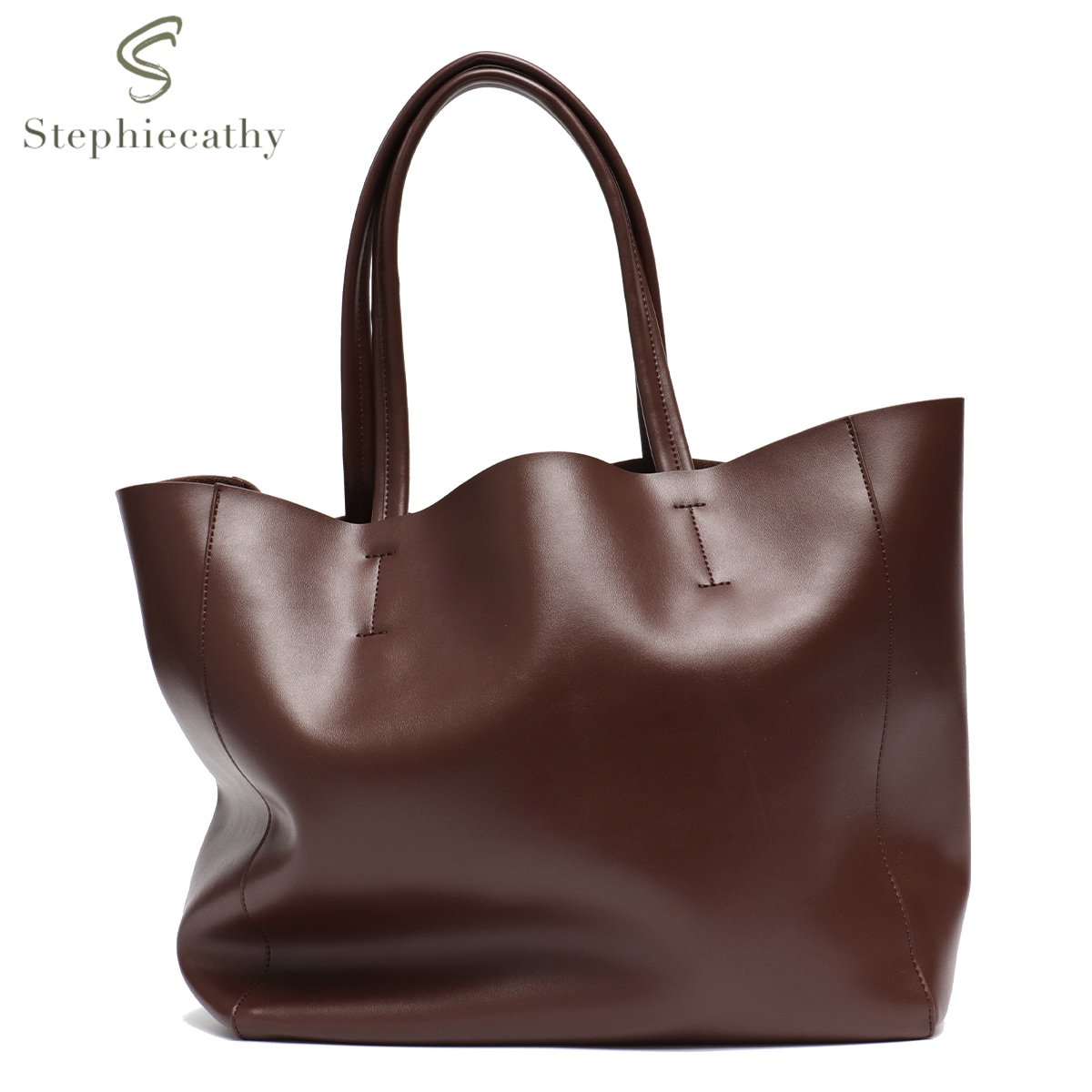 Leather Work Laptop Bag - Borsa tote di grande capacità per