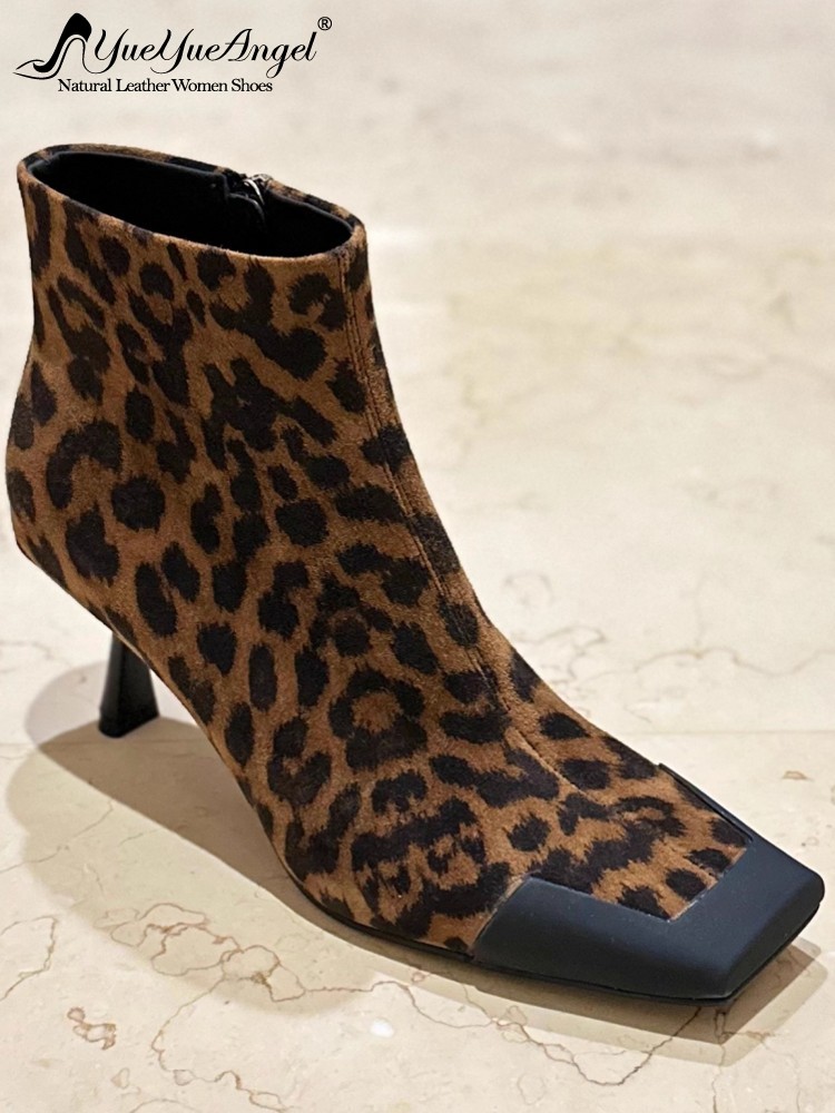 Leather Work Women Shoes - Moda donna punta quadrata tacchi sottili
