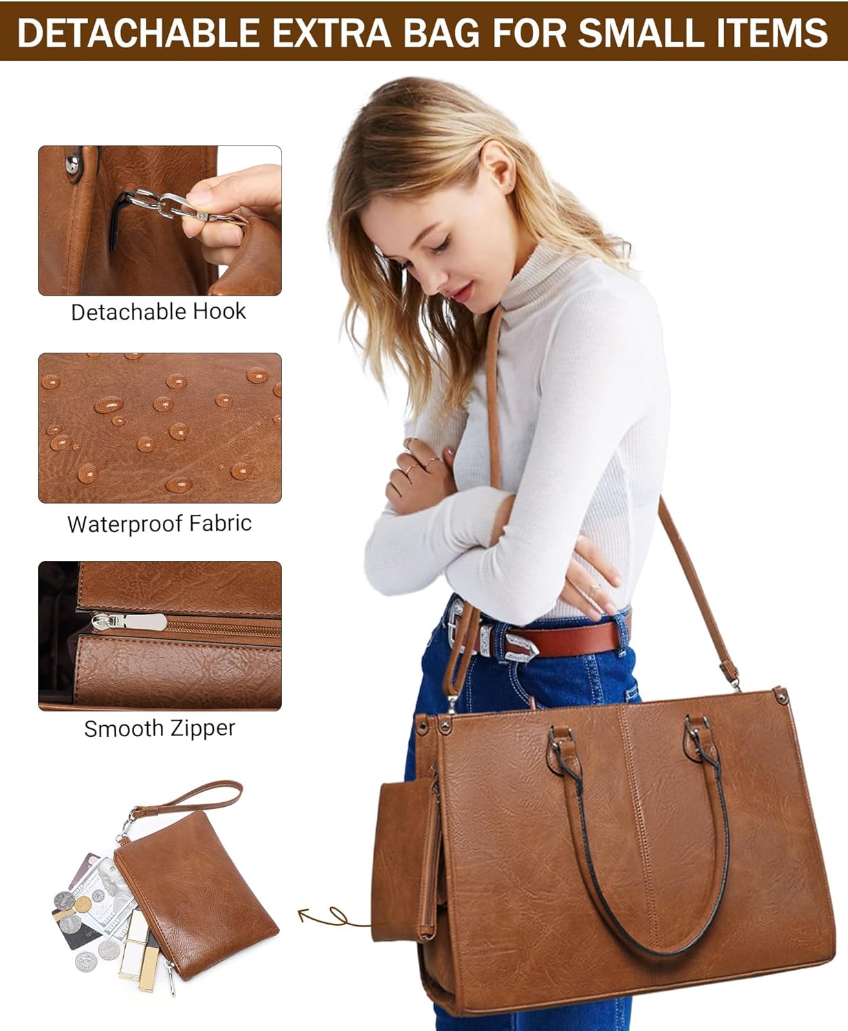 Borsa per Laptop 2 in 1 con Sc - Leather Work Laptop Bag recensione e prezzo