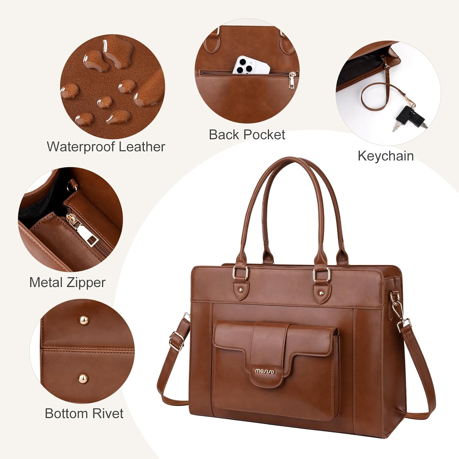 Borsa tote per laptop MOSISO d - Leather Work Laptop Bag recensione e prezzo