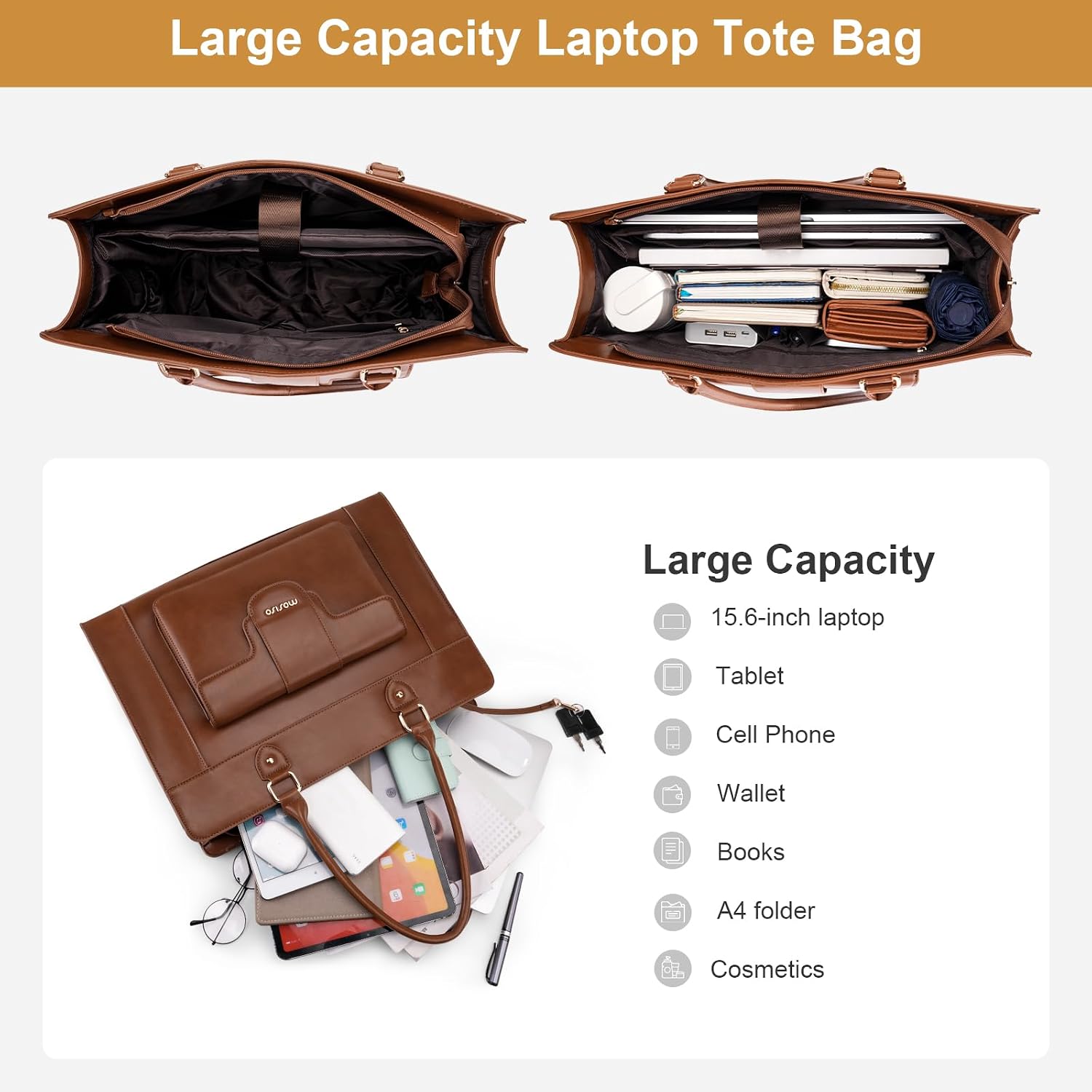 Borsa tote per laptop MOSISO d - Leather Work Laptop Bag recensione e prezzo
